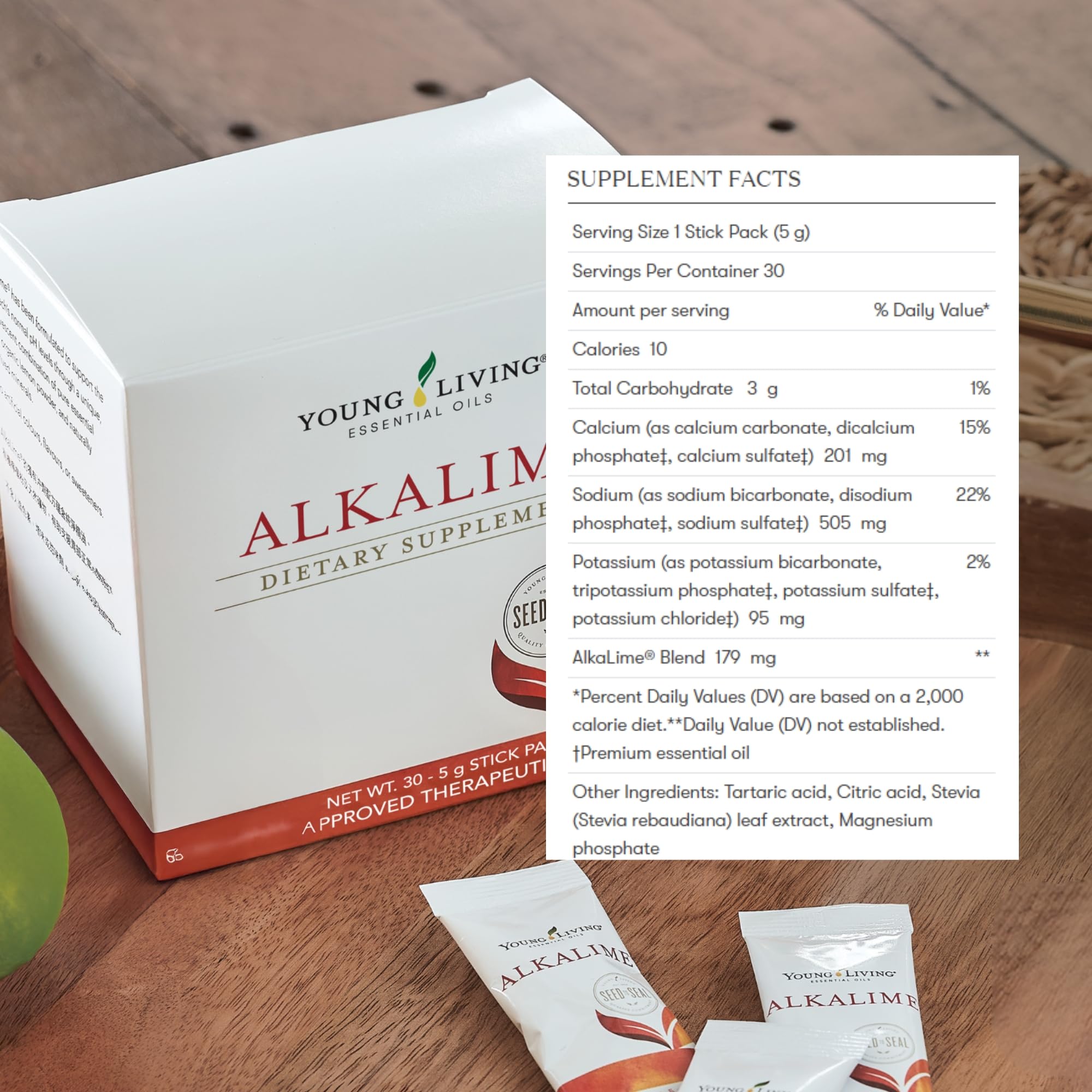 Young Living AlkaLime, presentación de 30 sobres, cómodo para llevar en la bolsa