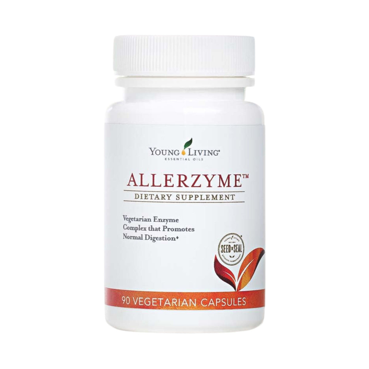 Allerzyme de Young Living, envase 90 cápsulas para apoyo digestivo diario.