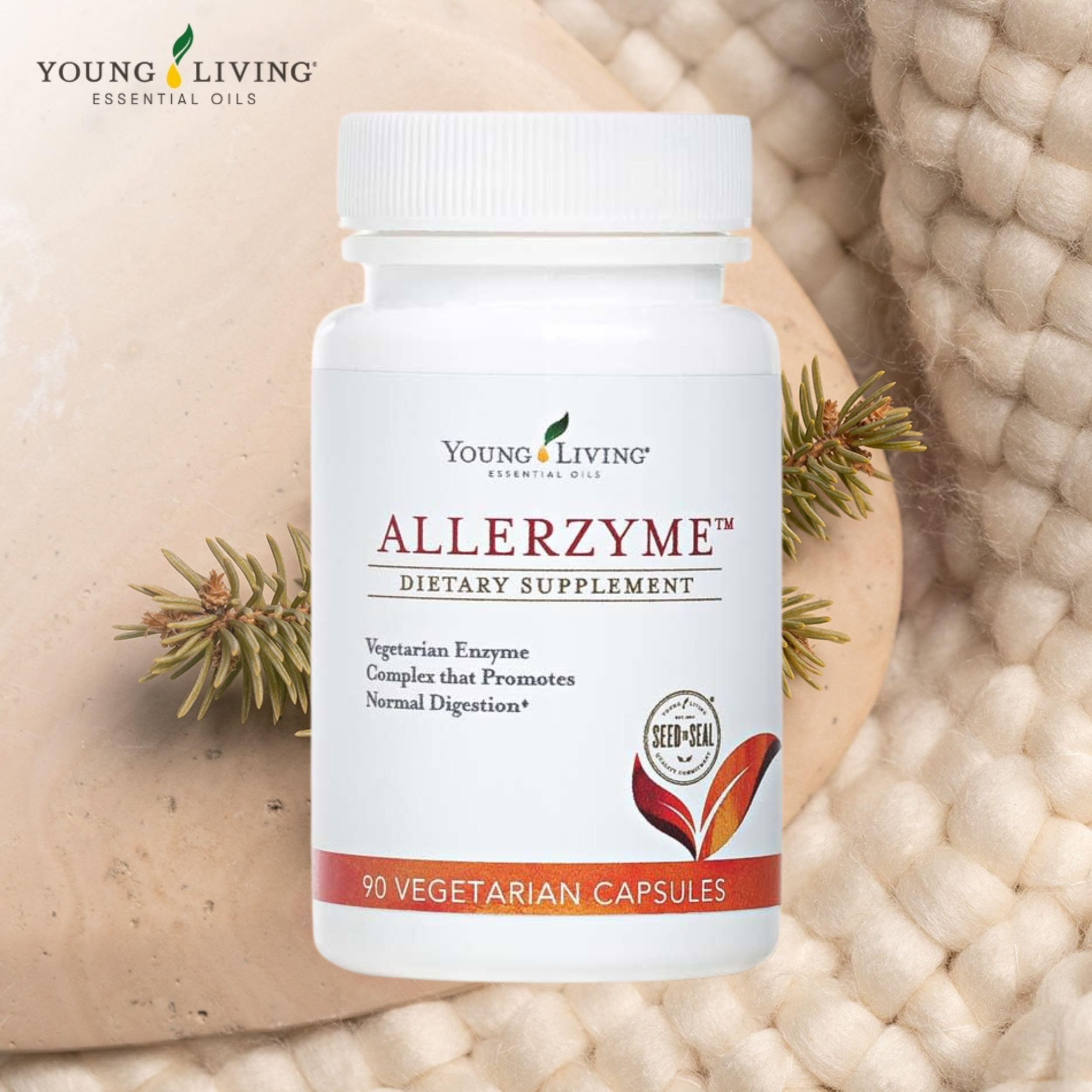 Allerzyme etiqueta vegetariana, información clara de ingredientes vegetales.