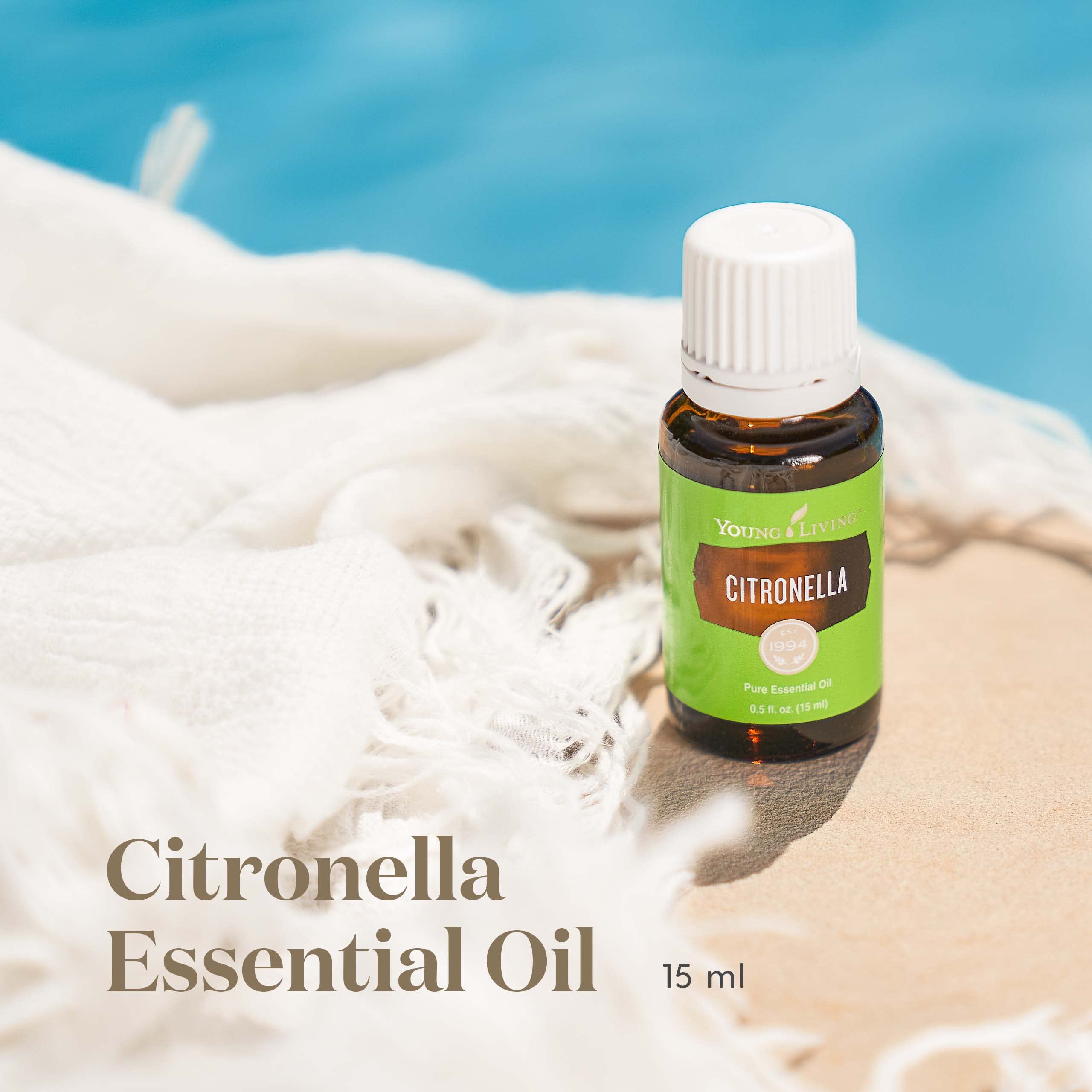Young Living Citronella imagen de aroma cítrico ideal para pulverizar exteriores y crear ambiente