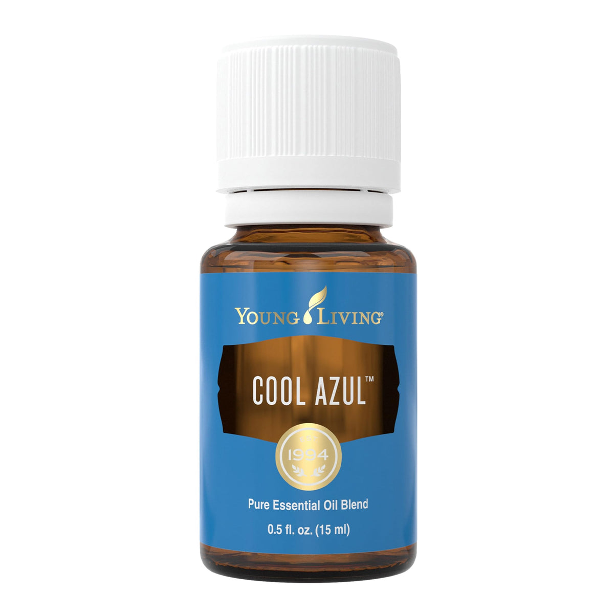 Botella de 15 ml de Young Living Cool Azul para uso en difusor.