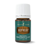 Botella Deep Relief de Young Living, vista frontal, sensación refrescante para músculos cansados tras el ejercicio.
