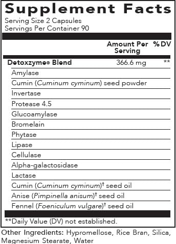Detoxzyme sin soja y sin conservantes para digestión suave.