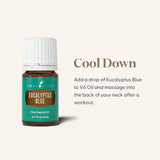 Young Living Eucalyptus Blue aplicación tópica con aroma refrescante.