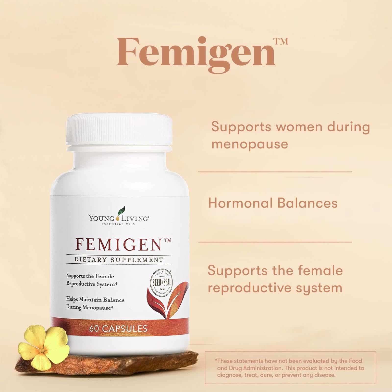 Cápsulas Young Living FemiGen para tomar con el desayuno.