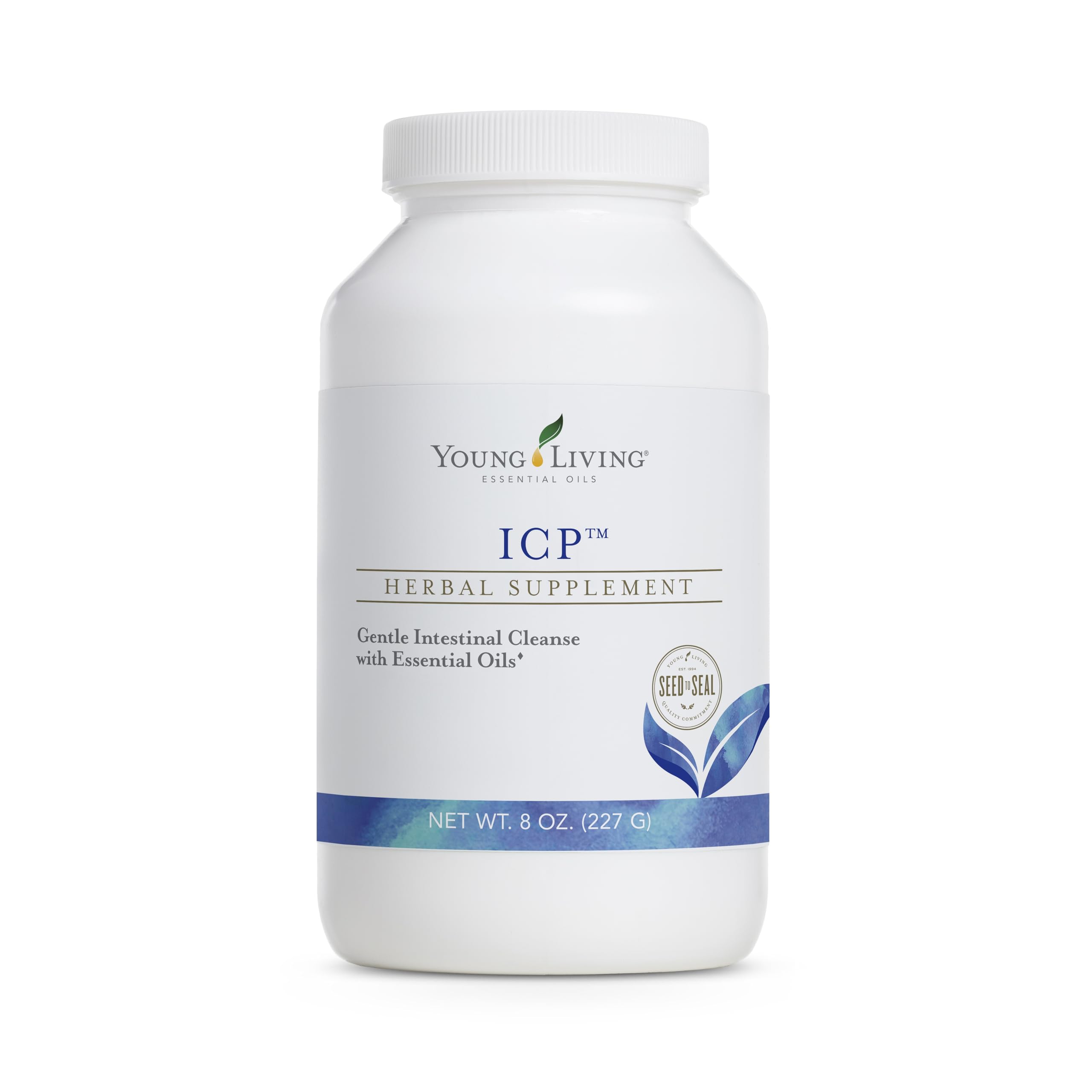 Young Living ICP 8oz: envase y etiqueta, ideal para empezar su rutina de cuidado digestivo.