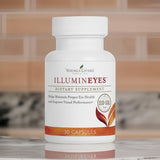 Young Living IlluminEyes etiqueta con instrucciones de consumo diario.