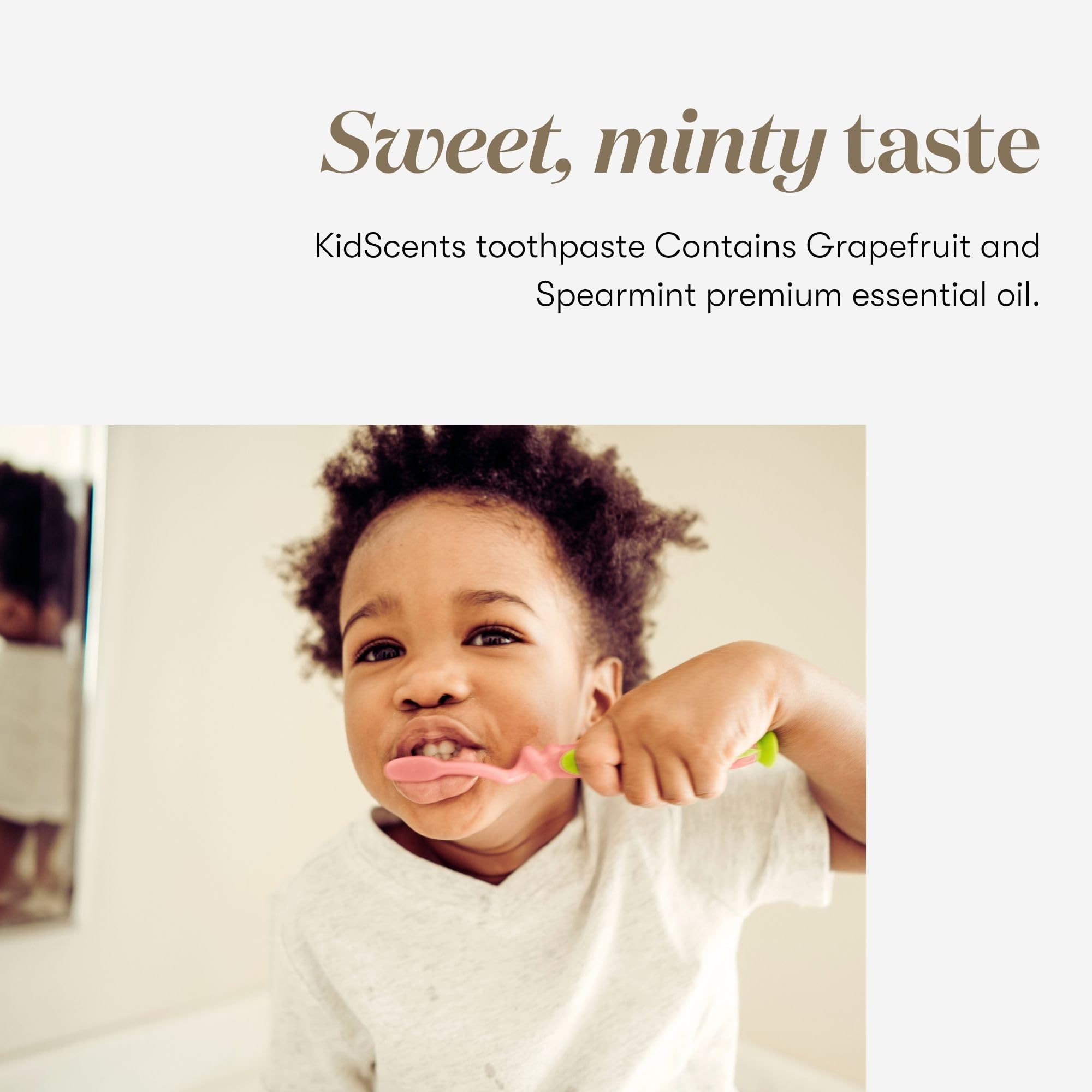 Reducción de placa y manchas con KidScents Slique para dientes de niños.