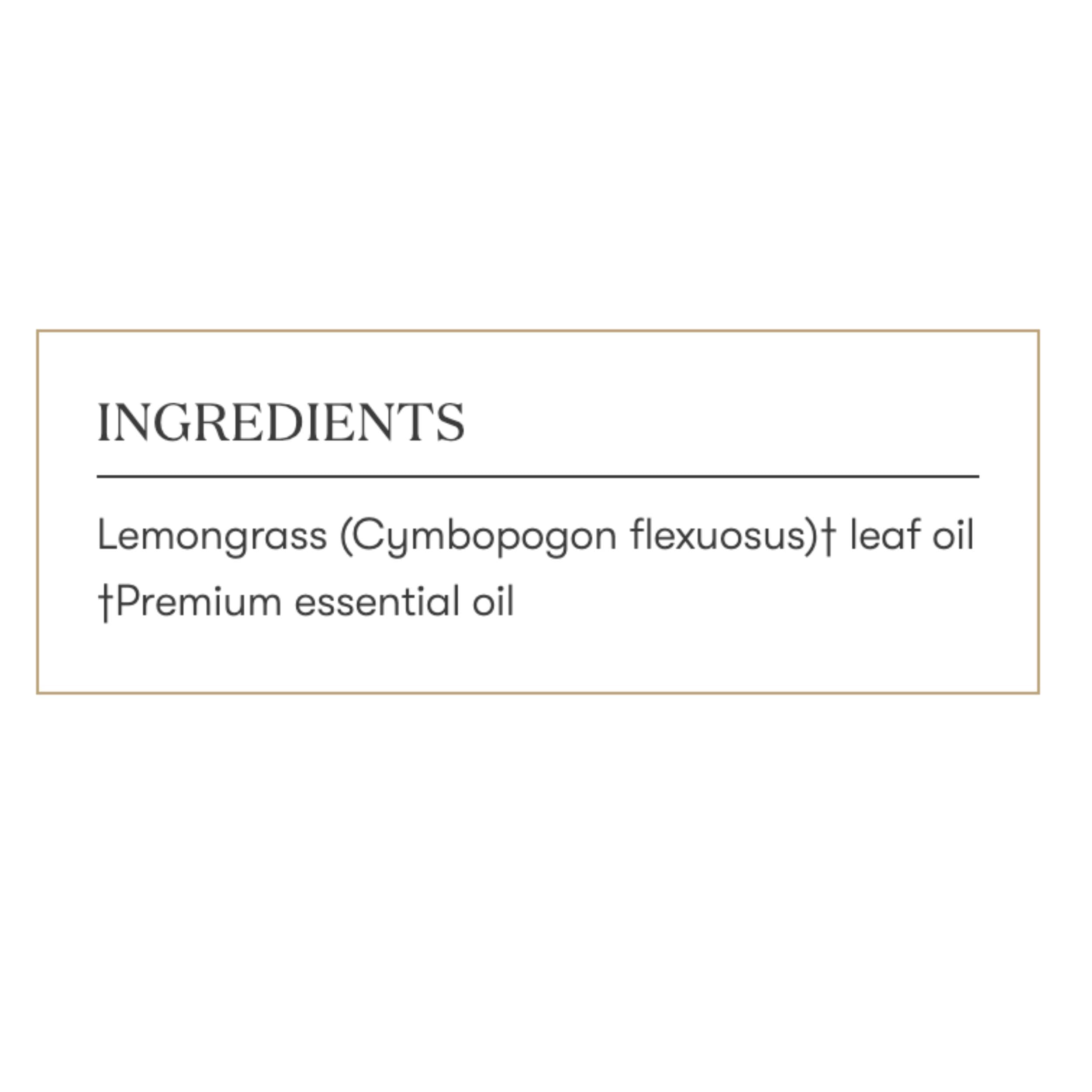 Packaging de Young Living Lemongrass Vitality mostrando pureza.