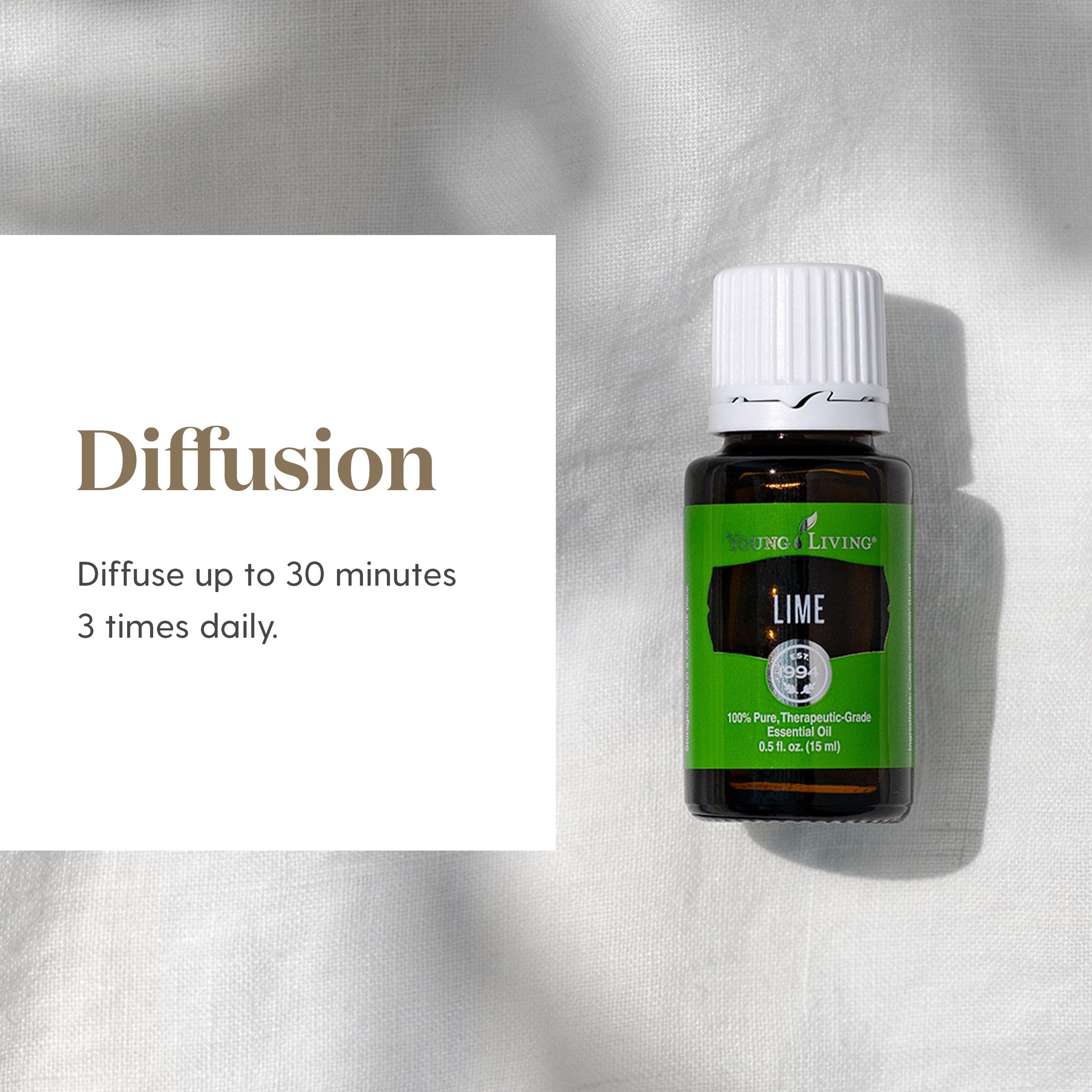 Rutina de bienestar con Lime de Young Living en difusor.