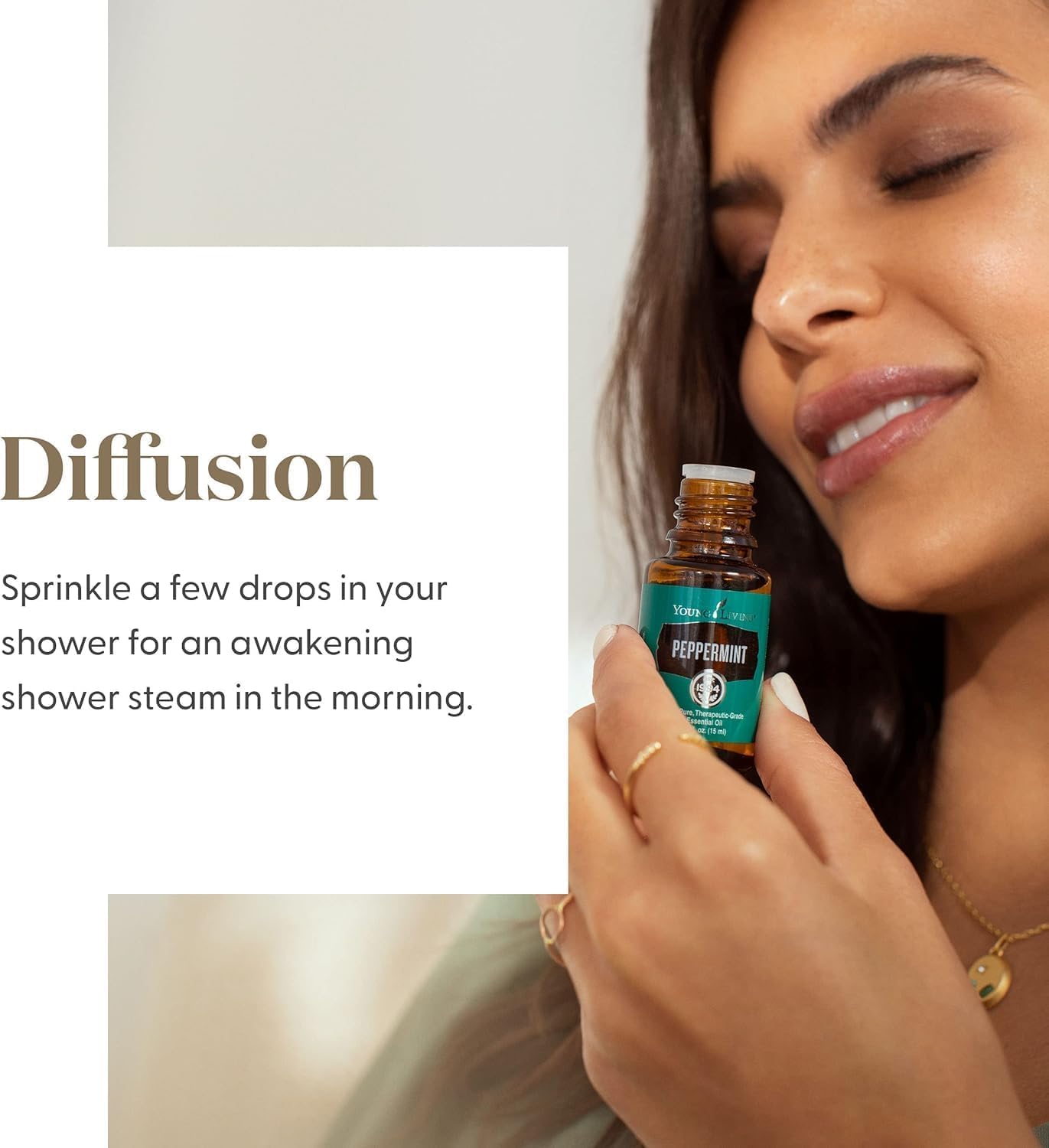Young Living Menta, aplicación diluida: sensación refrescante sobre la piel, con dilución adecuada.