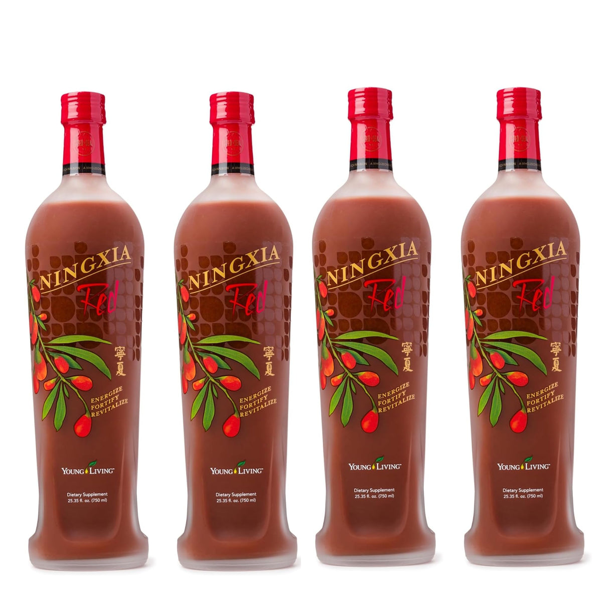 NingXia Red de Young Living, botella frontal, posible impulso diario de vitalidad.