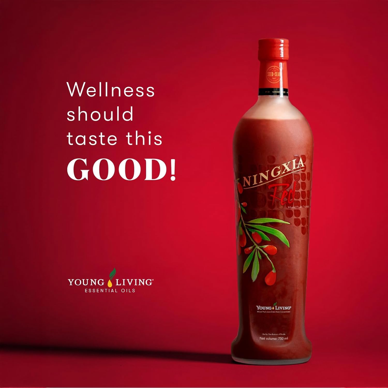 Young Living NingXia Red, envase legible, facilita decisión de compra.