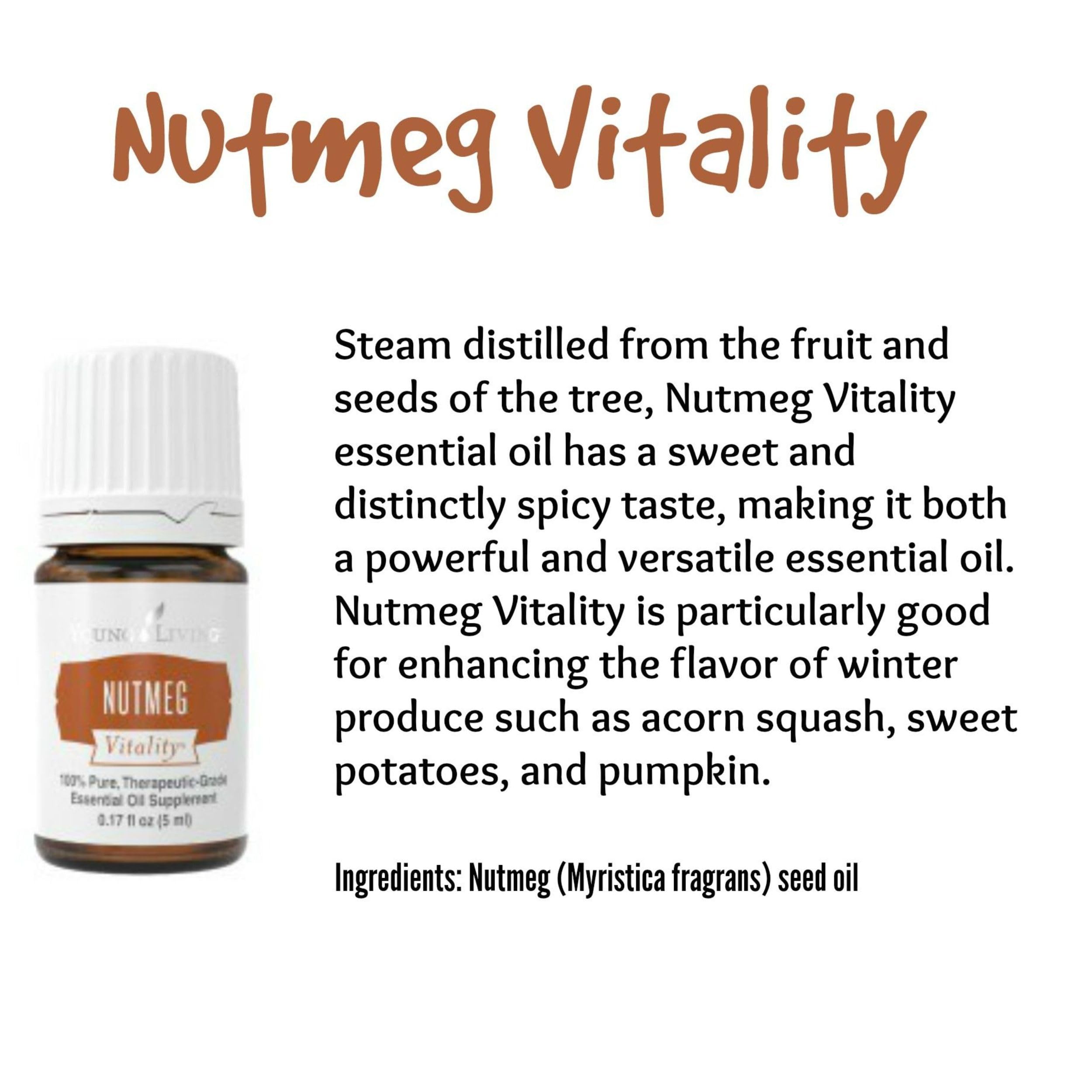 Young Living Nutmeg Vitality funciona bien en bebidas y postres