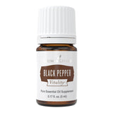 Young Living Pimienta Negra Vitality 5ml en frasco para sazonar con intensidad.