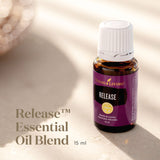 Young Living Release, primer plano de etiqueta clara para confianza en calidad