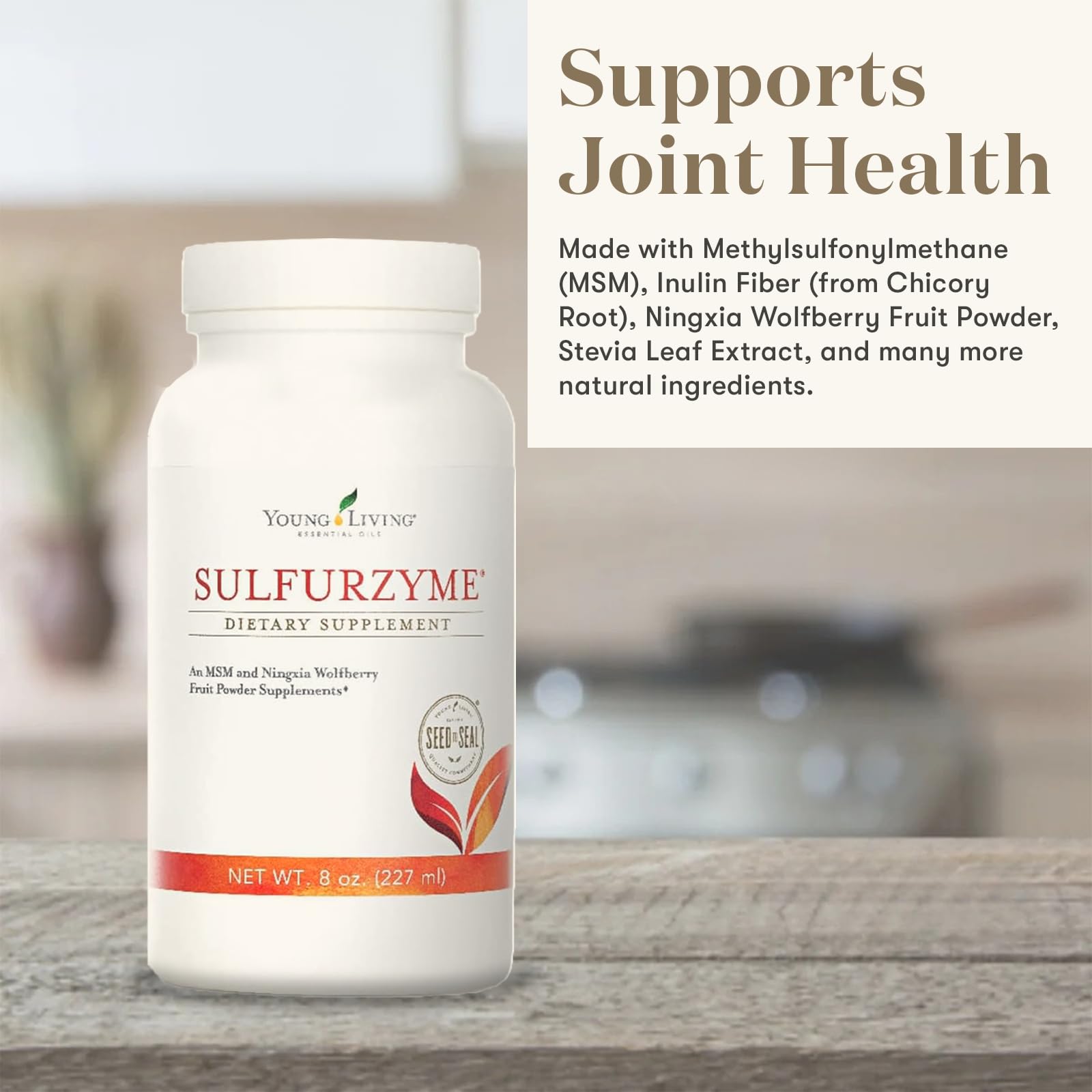 Disolución rápida de Young Living Sulfurzyme en agua para toma rápida