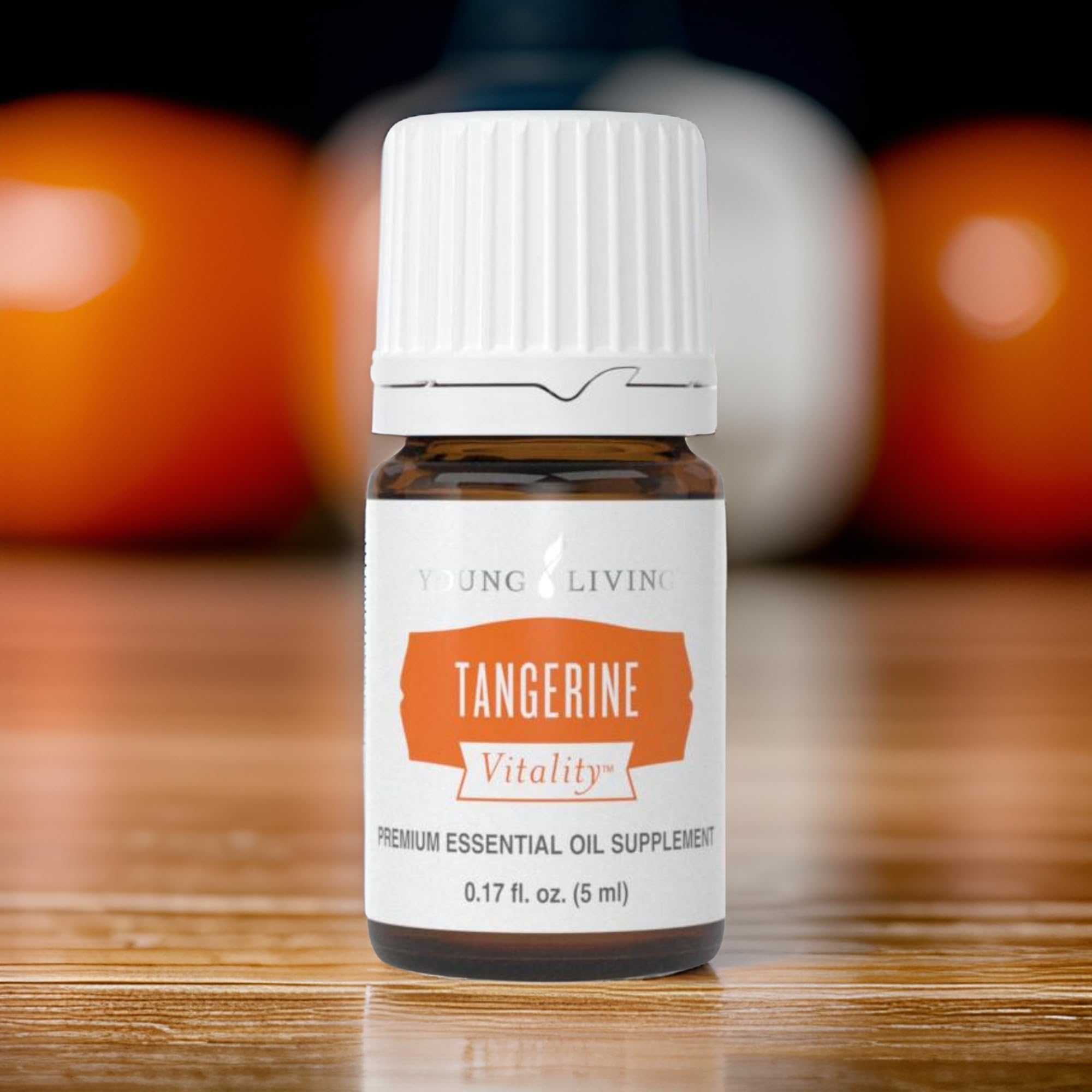 Young Living Tangerine Vitality, etiqueta frontal que transmite calidad y pureza