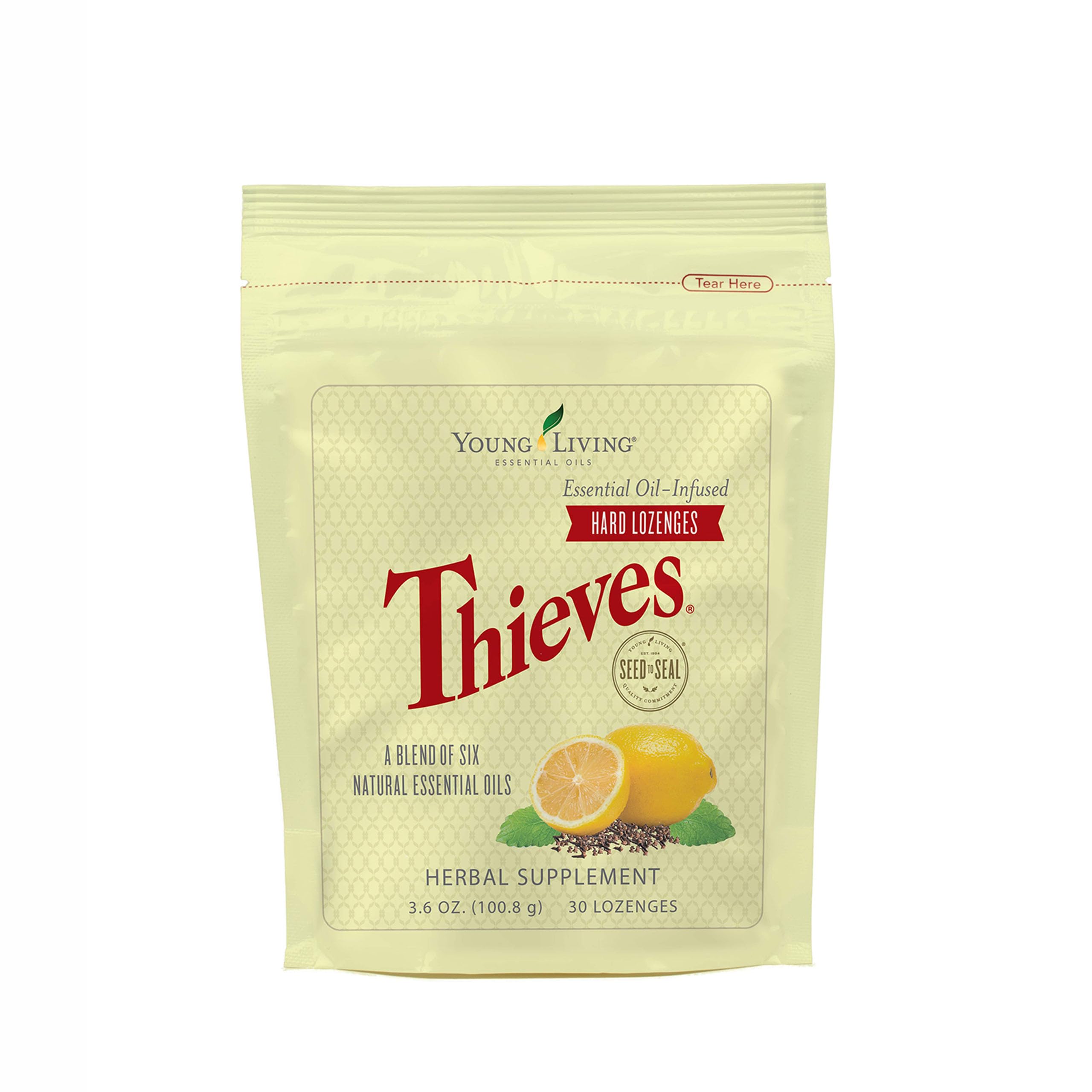 Young Living Thieves Pastillas Duras empaque 30ct para viaje cómodo y sin azúcar