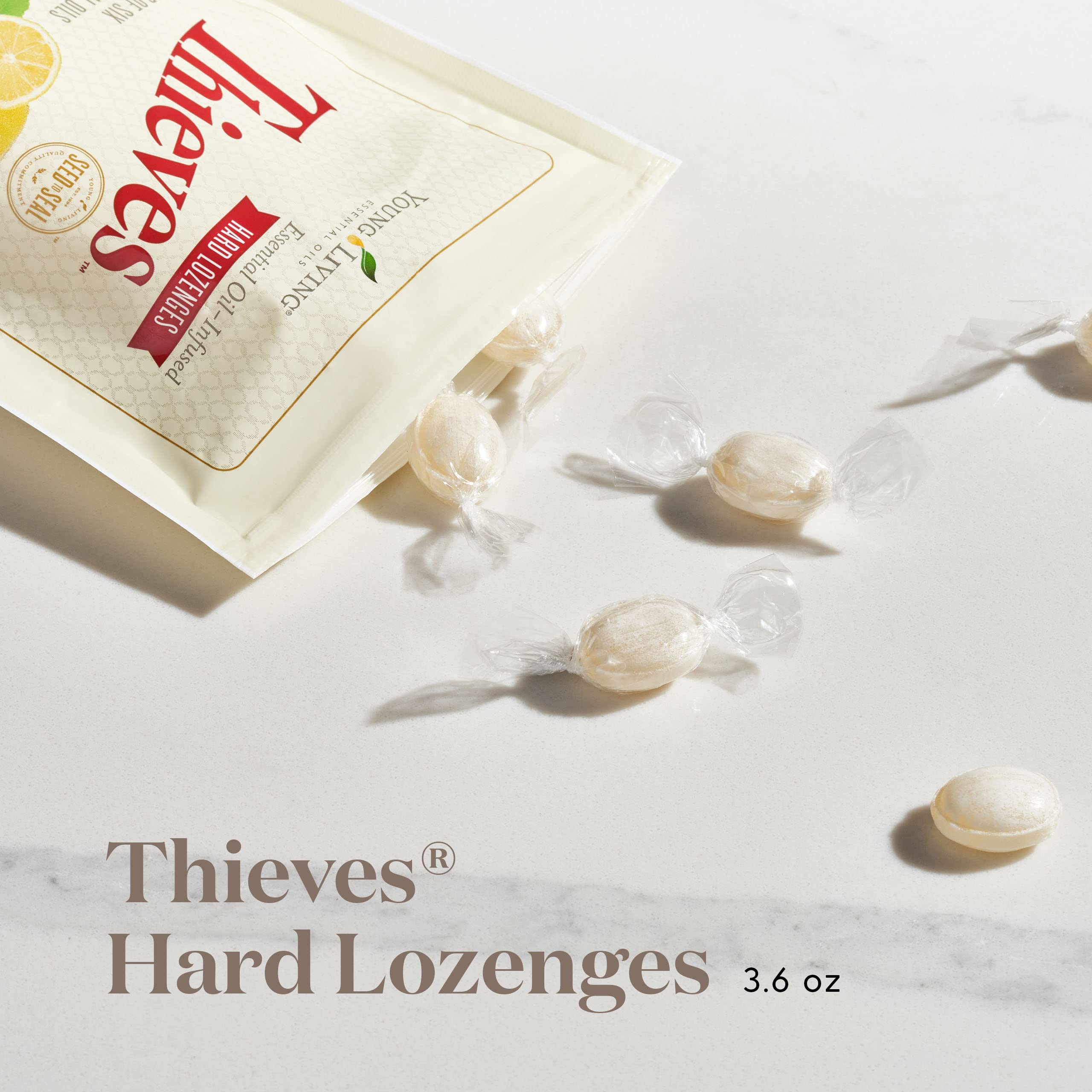 Thieves sin azúcar de Young Living, opción ligera para la garganta.