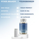 YOUNGBERRIES empaque con diseño compacto para almacenamiento.