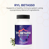Etiqueta frontal de Youngevity Beta550 con información de producto