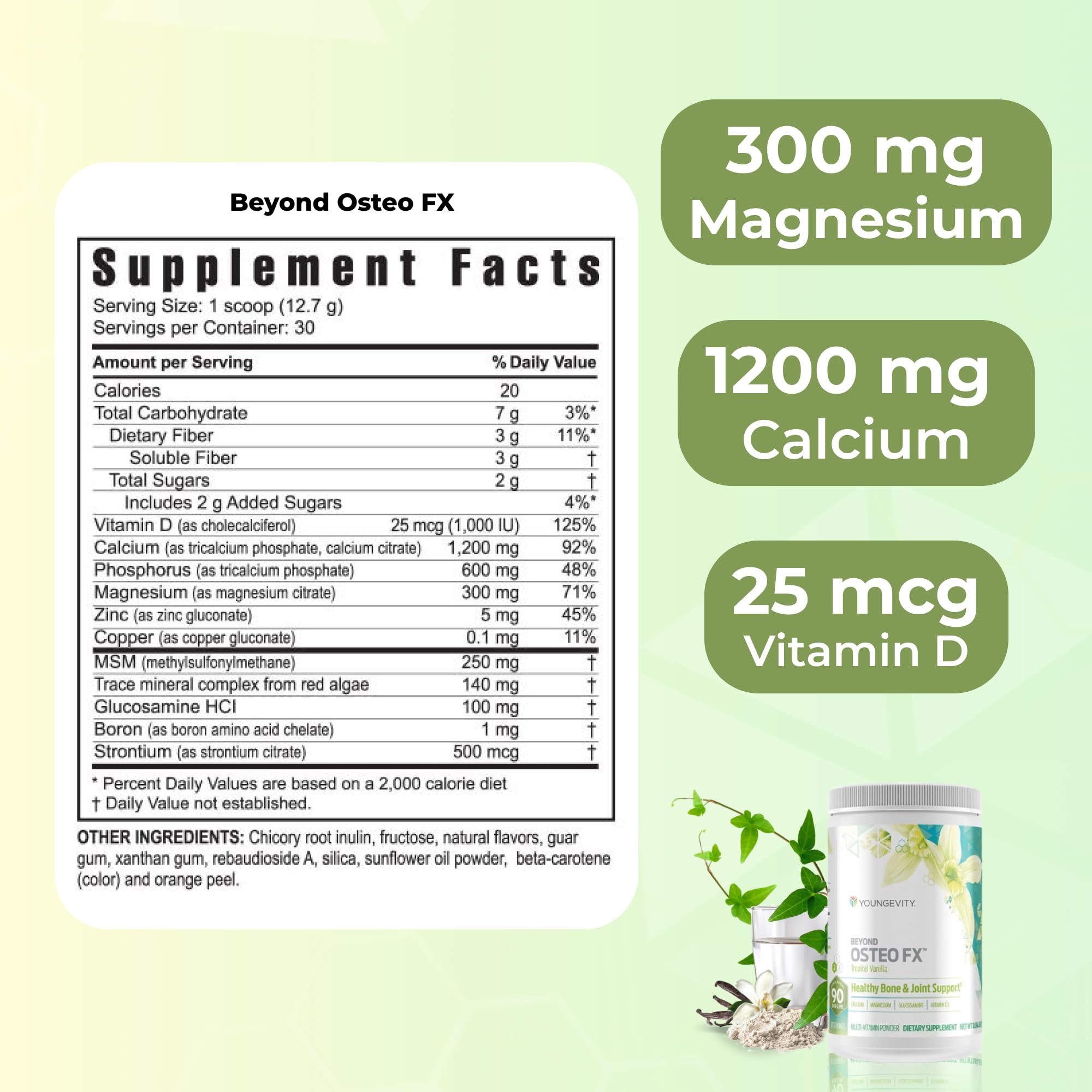 Youngevity Beyond Osteo-FX mezcla calcio citrato magnesio zinc para salud mineral