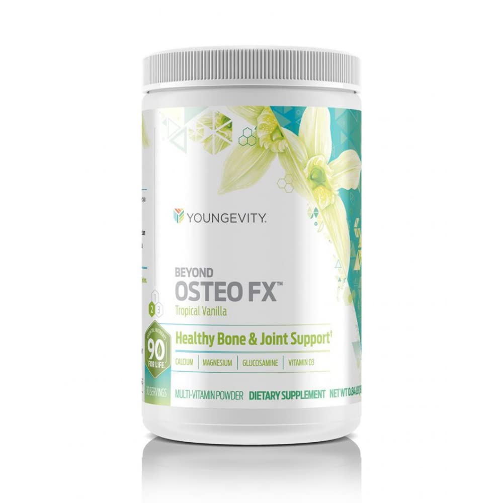 Youngevity Beyond Osteo FX polvo, sabor vainilla tropical, favorece la ingesta diaria.