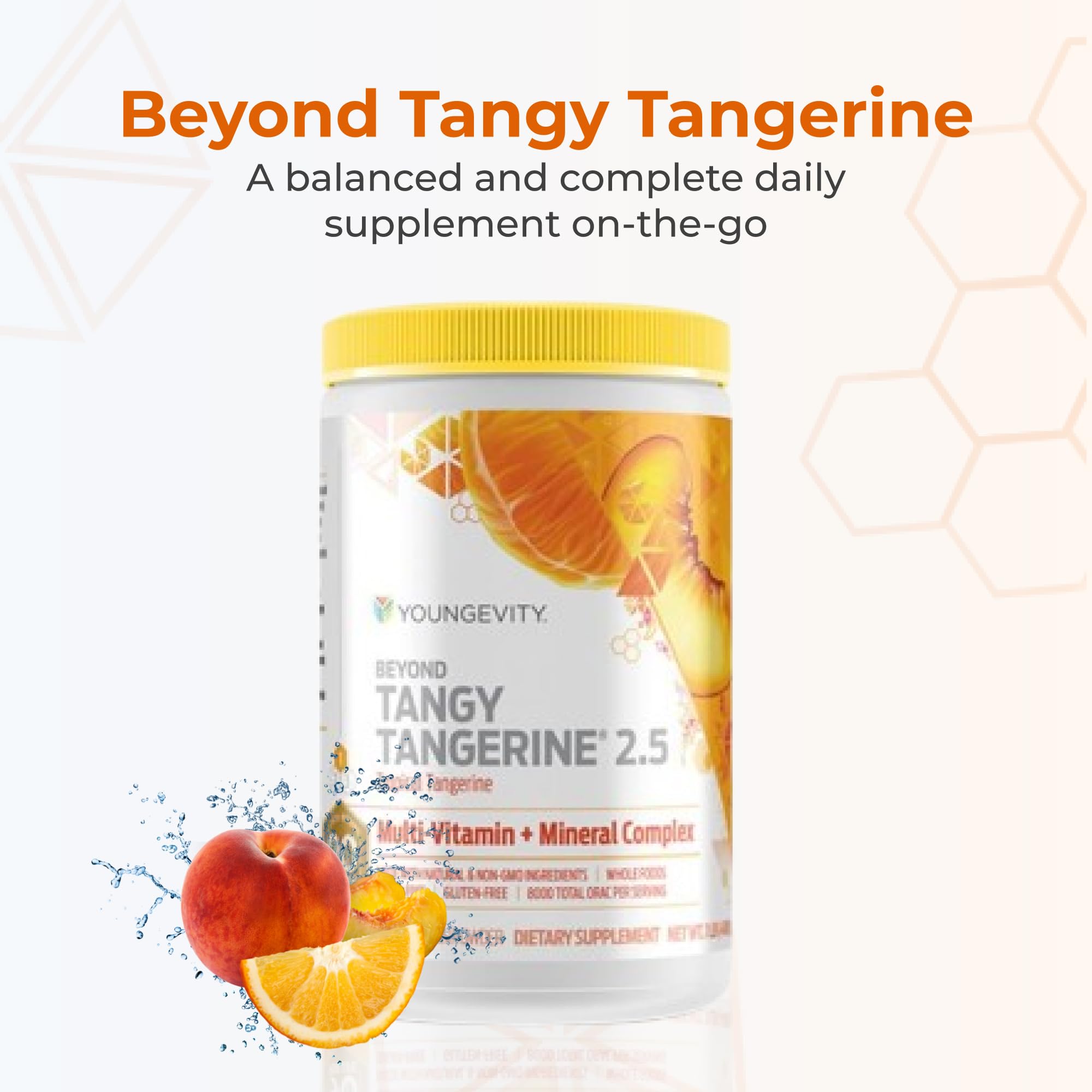 Youngevity BTT25 vertido de polvo en vaso, útil para una merienda nutritiva.