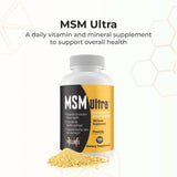 Youngevity Freelife MSM Ultra etiqueta nutricional con dosis y componentes.