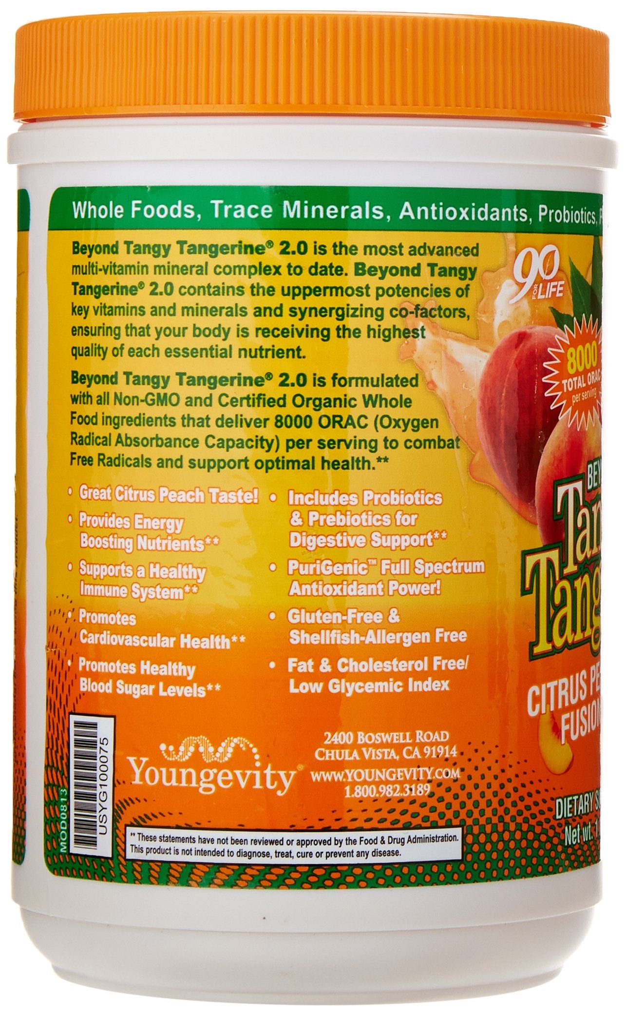 Youngevity Más Allá de la Naranja Ácida 2.0 porción en taza muestra sabor cítrico