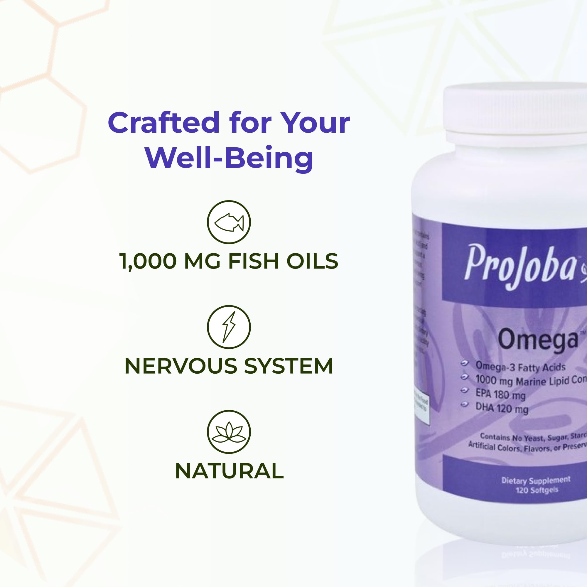 Toma diaria rápida de cápsulas de Omega-3.