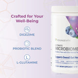 Youngevity Ultimate Microbiome: complejo enzimático DigeZyme para mejor absorción de nutrientes.