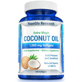 YounGlo Research Aceite de Coco 1000 mg, vertido de la botella para uso diario