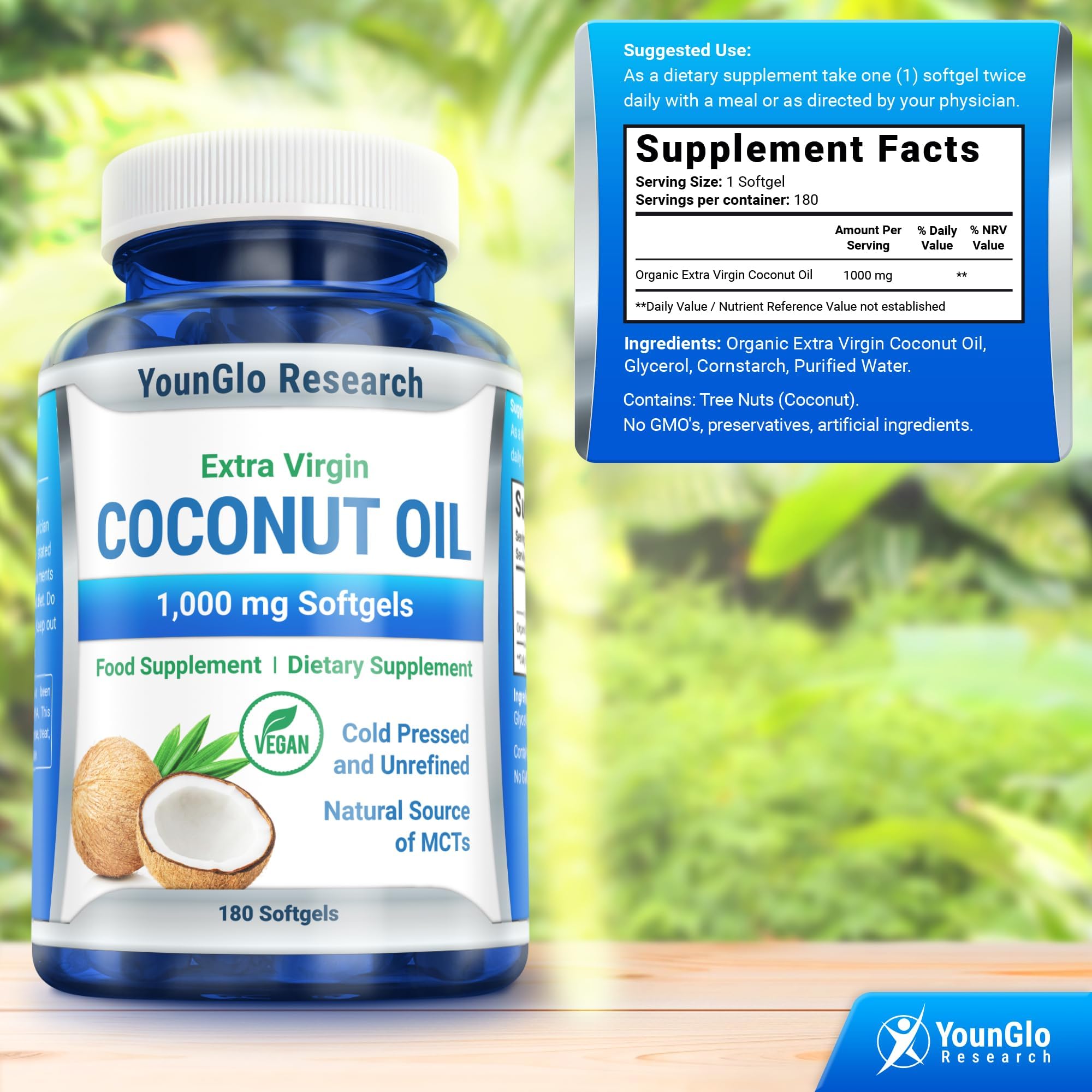 YounGlo Research Cocina almacenamiento seguro para aceite de coco