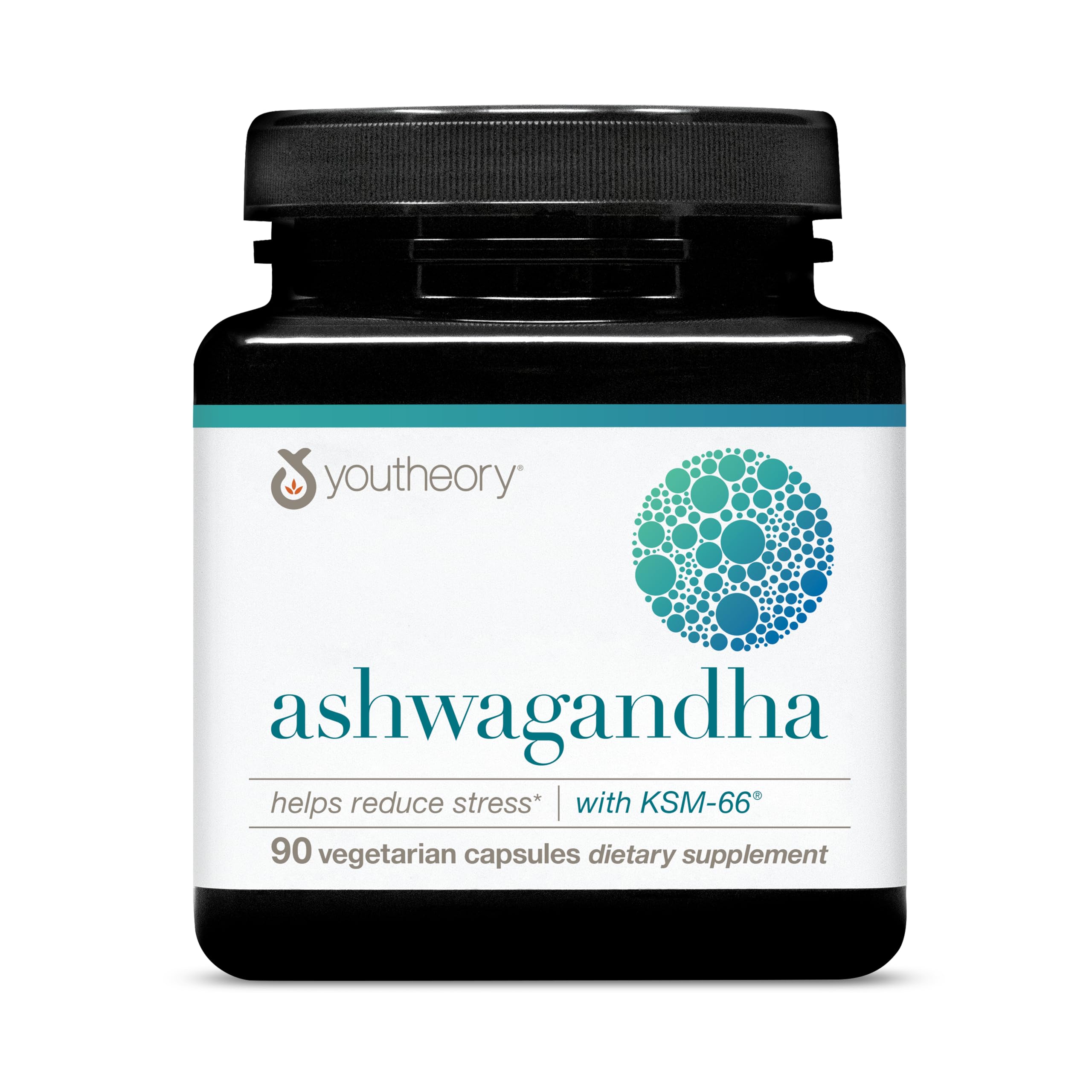 Youtheory Ashwagandha, botella con 90 capsulas vegetales, apoyo diario al bienestar