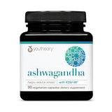 Youtheory Ashwagandha, botella con 90 capsulas vegetales, apoyo diario al bienestar