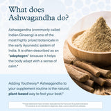 Youtheory Ashwagandha, envase en estante, facilidad de incorporarlo a la rutina