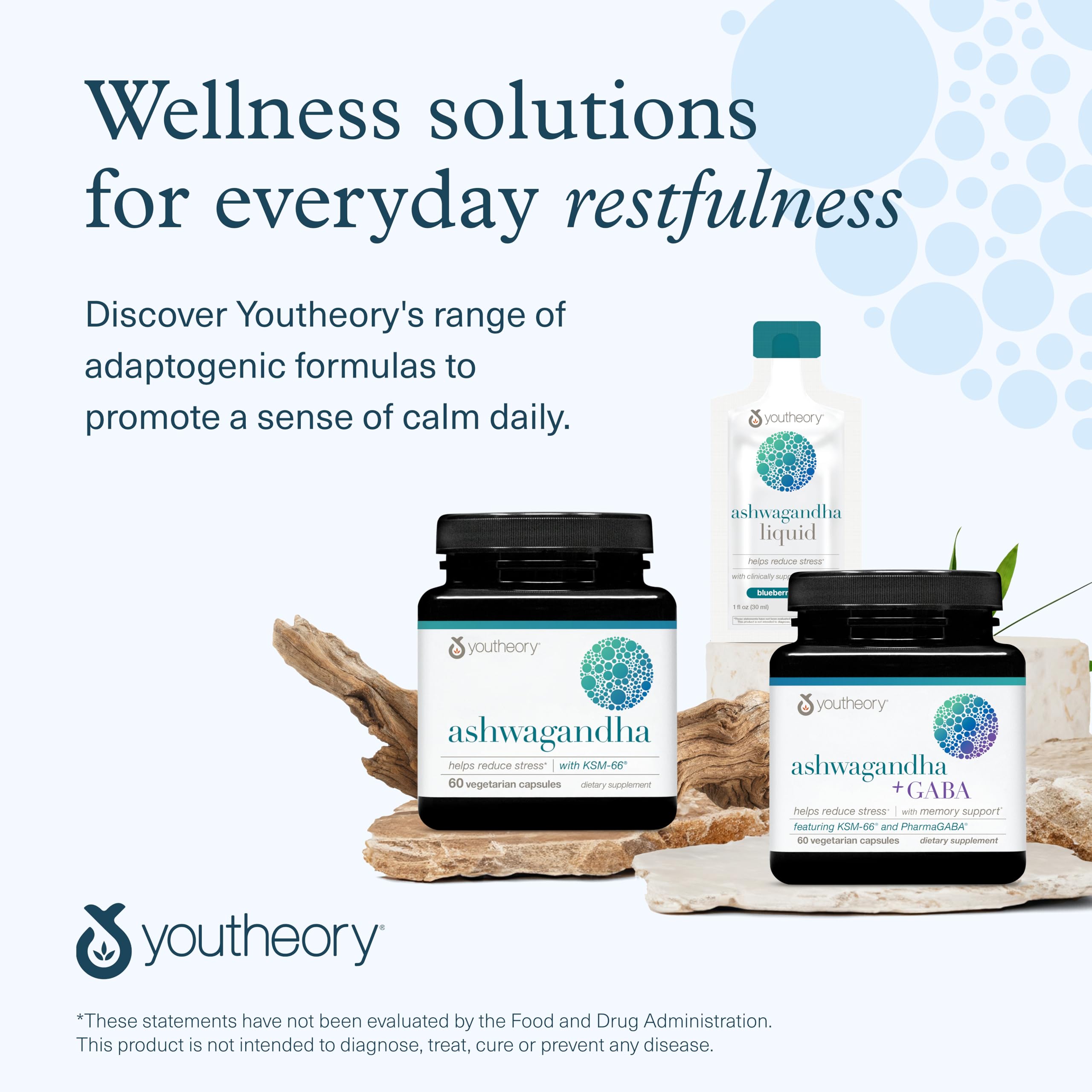 Youtheory Ashwagandha, usos diarios, apoyo al equilibrio emocional y energia