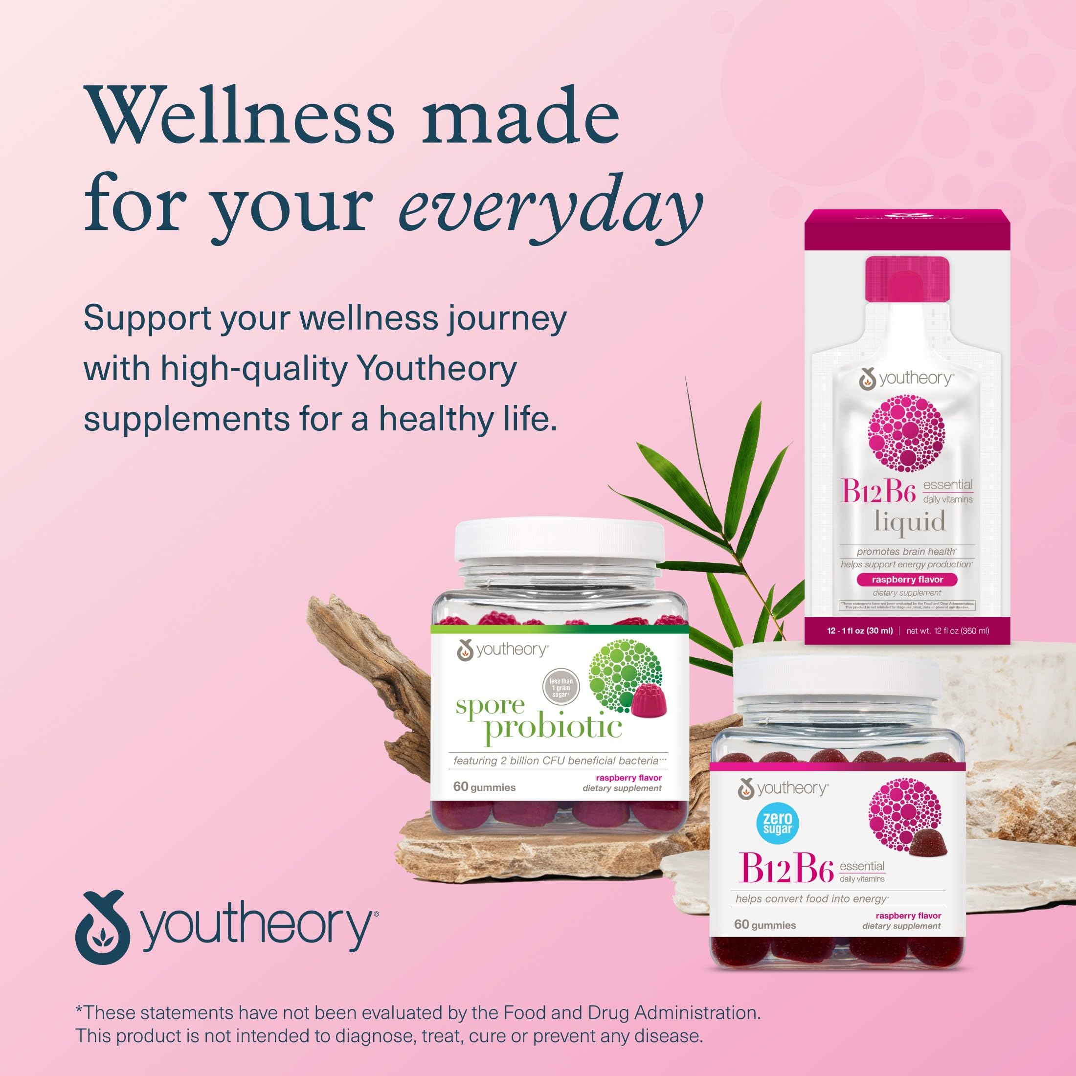 Youtheory B12 B6 complemento para vida activa con frambuesa