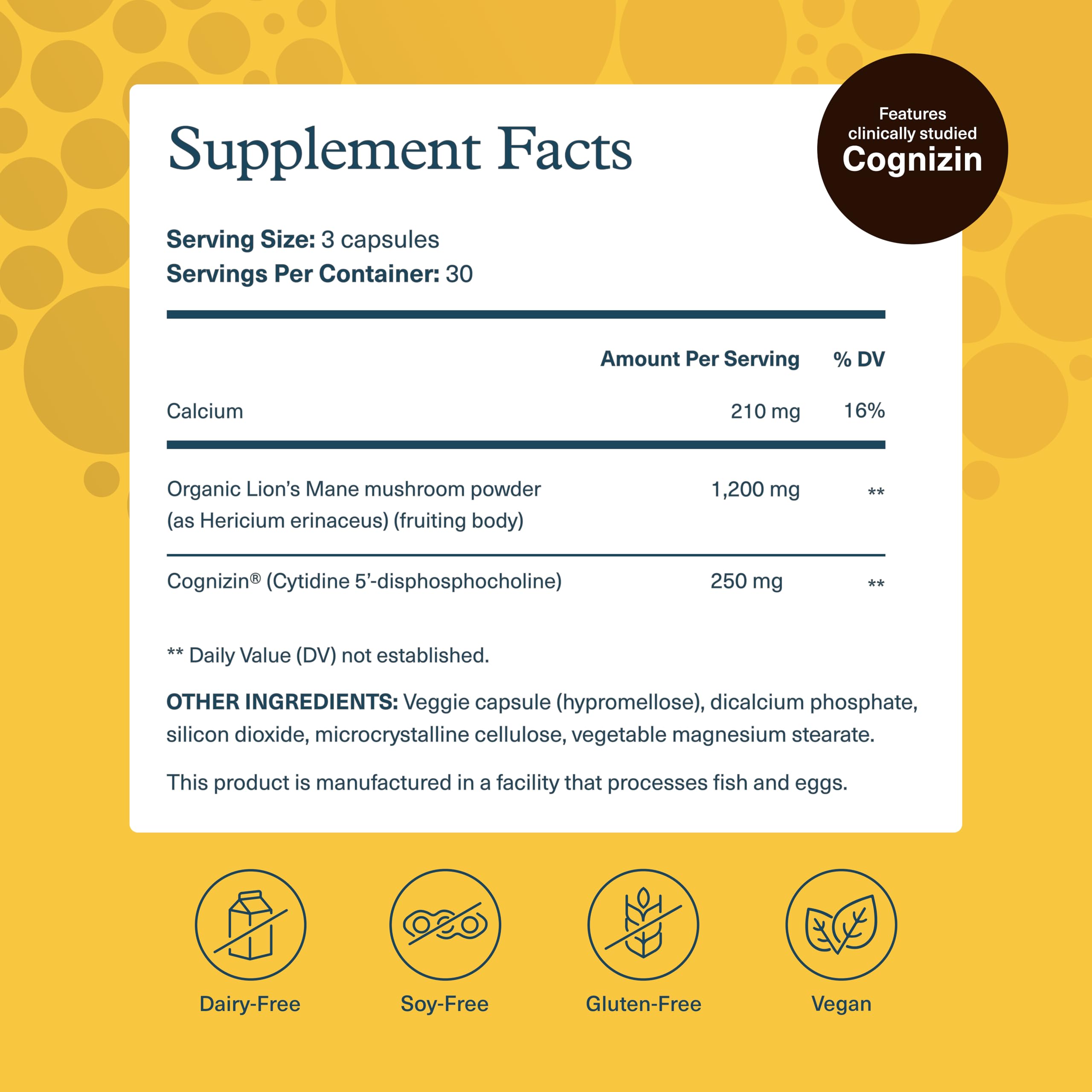 Youtheory Cognizin, ingrediente clave, presente para soporte cognitivo potencial.