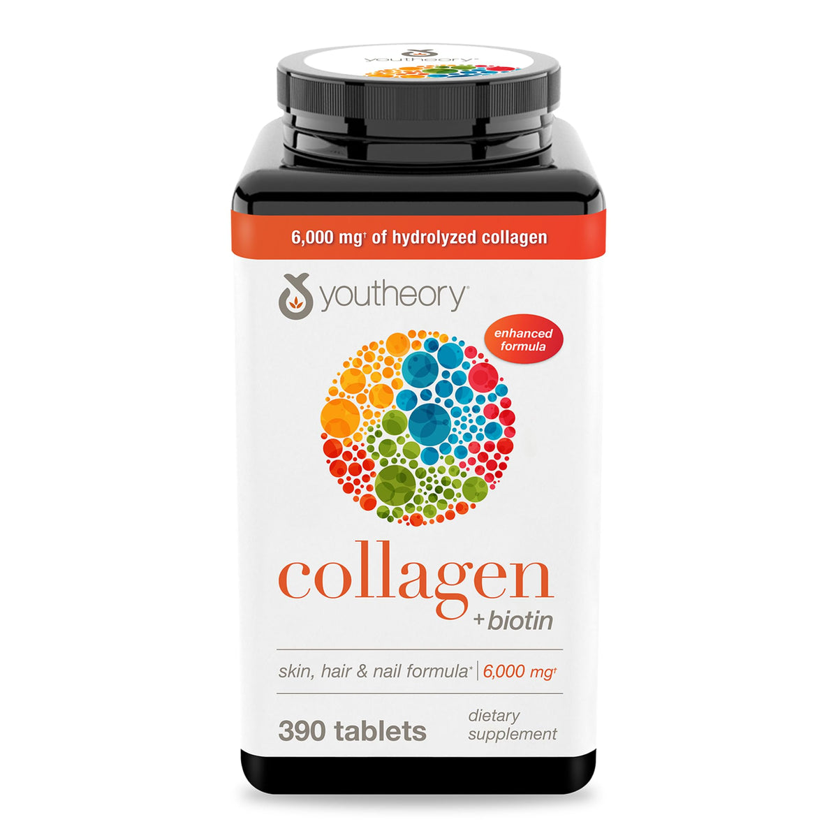 Youtheory Colágeno + Biotina, tabletas para cabello y uñas saludables