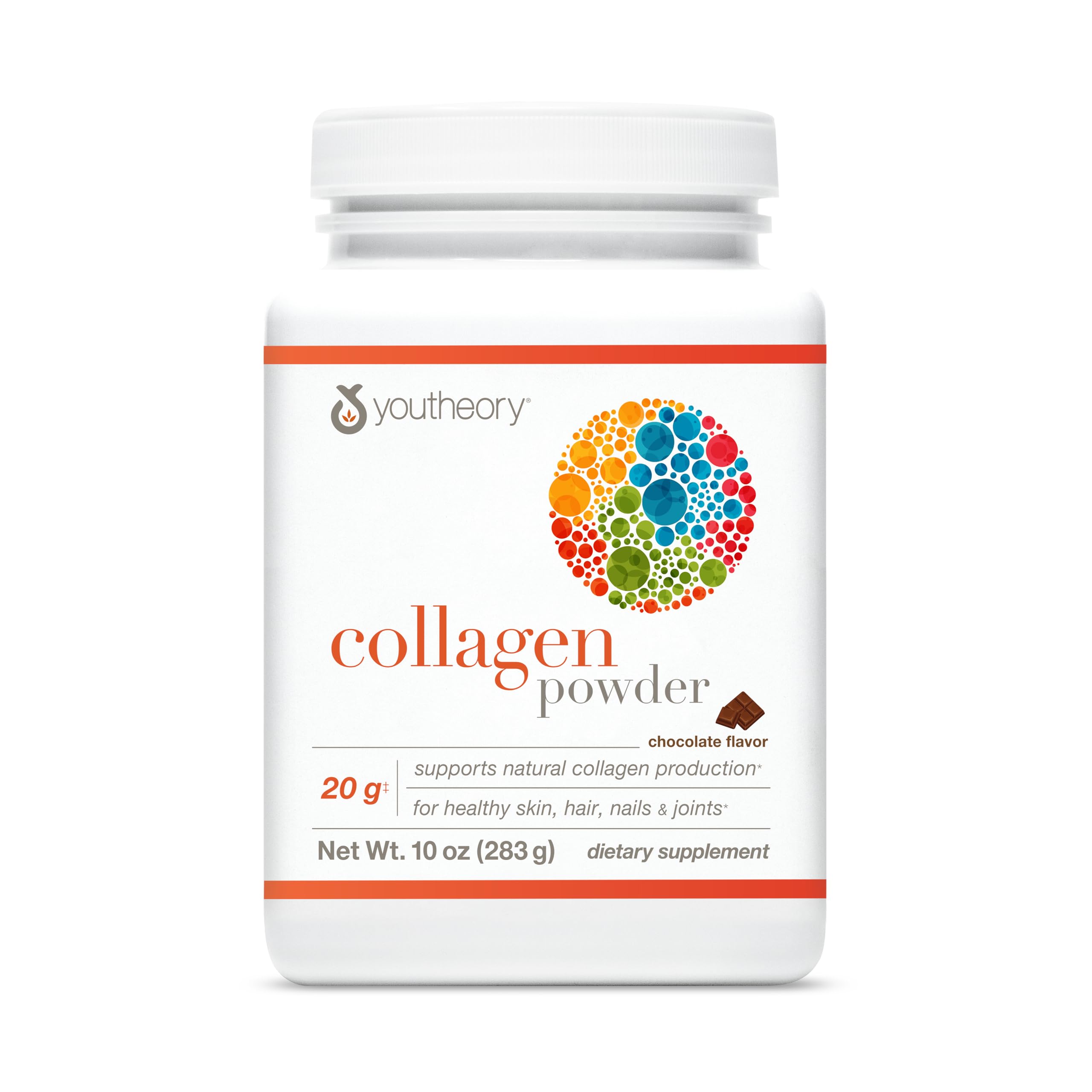 Youtheory Colágeno en polvo, envase 10 oz, práctico para tu rutina diaria.