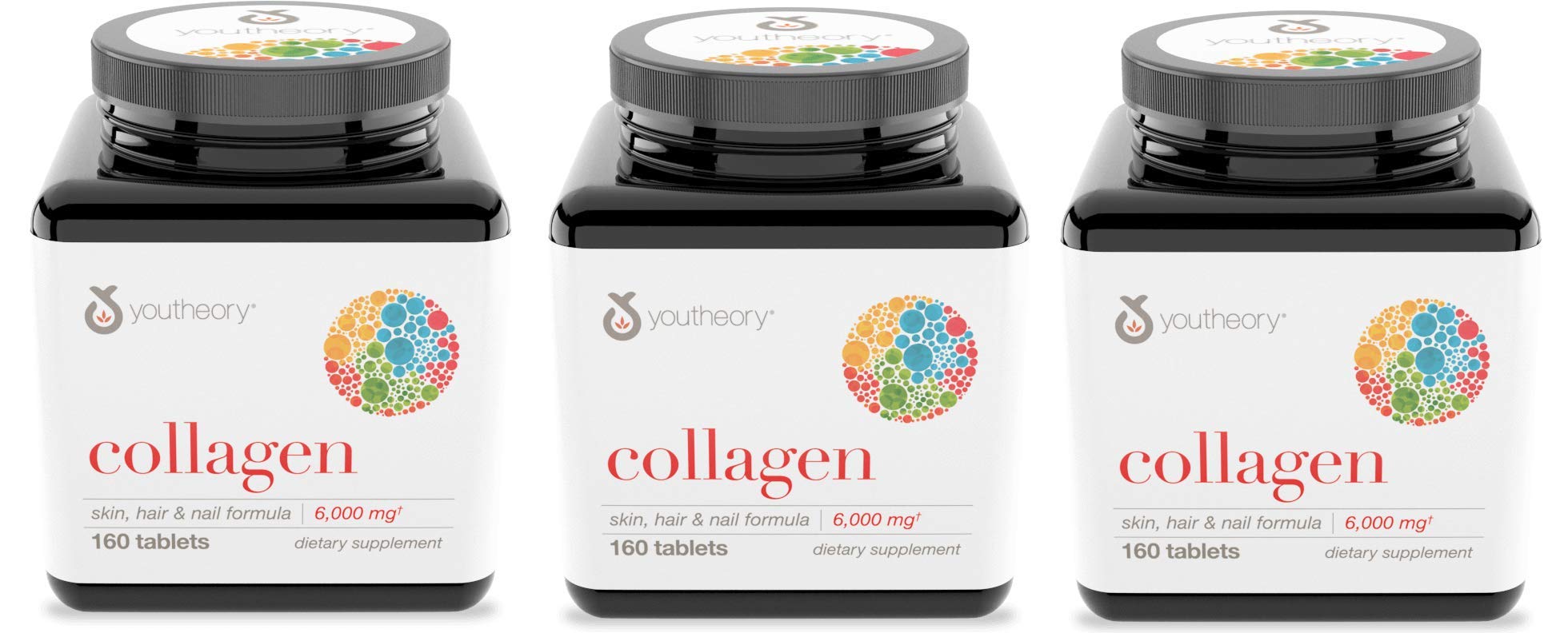 Youtheory Collagen Avanzado, paquete de 3, 160 tabletas, apoyo a piel y articulaciones.