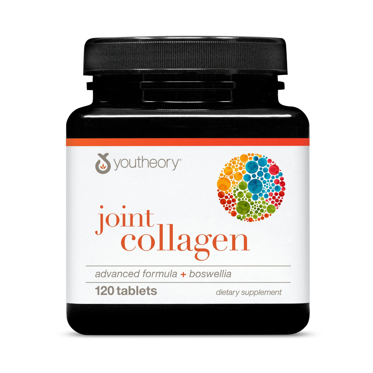 Youtheory Joint Collagen Advanced, envase frontal, uso diario para articulaciones