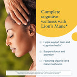 Youtheory Lion's Mane Plus etiqueta frontal con Cognizin y modo de uso.