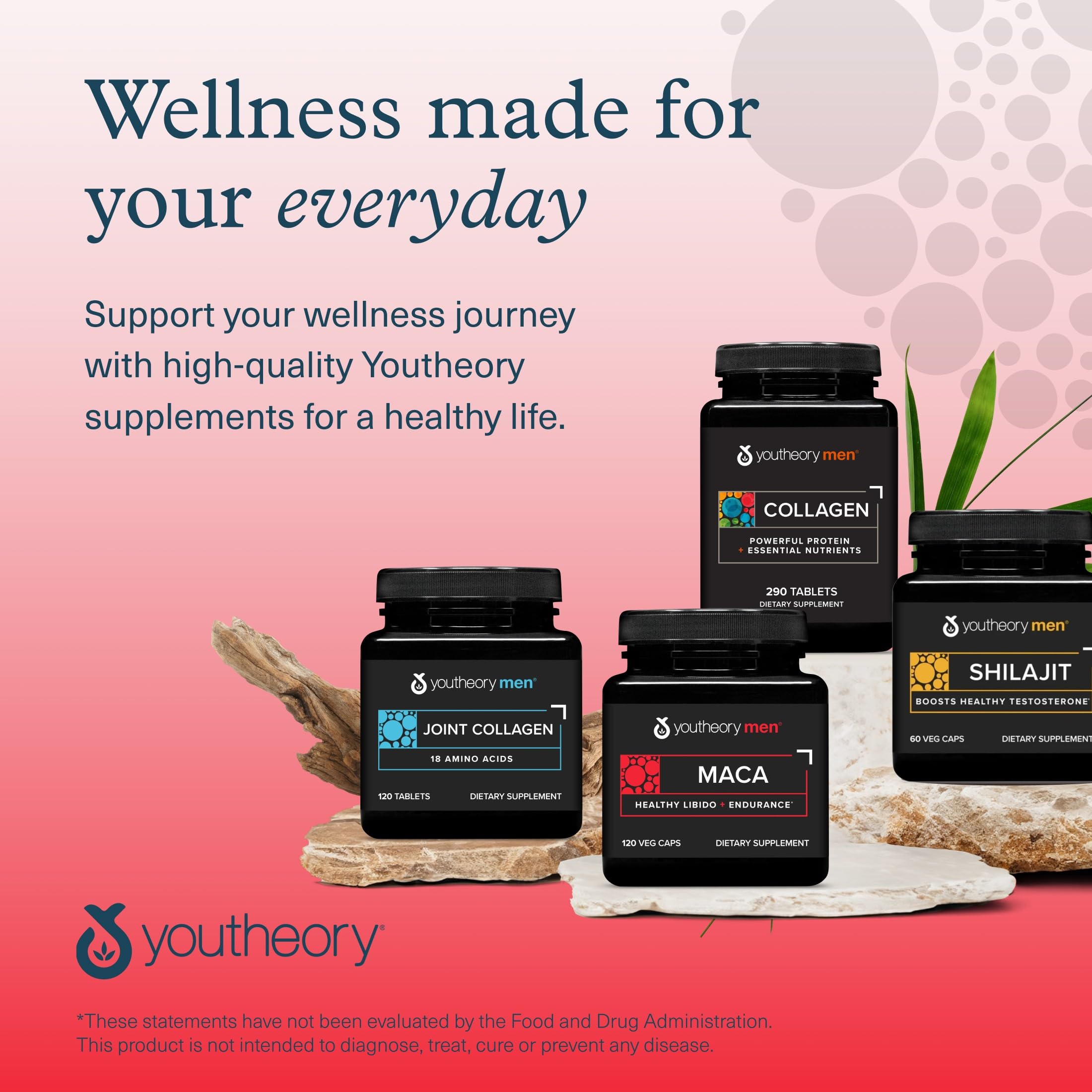 Youtheory Maca para Hombres: opción vegana sin lácteos, soja ni gluten.