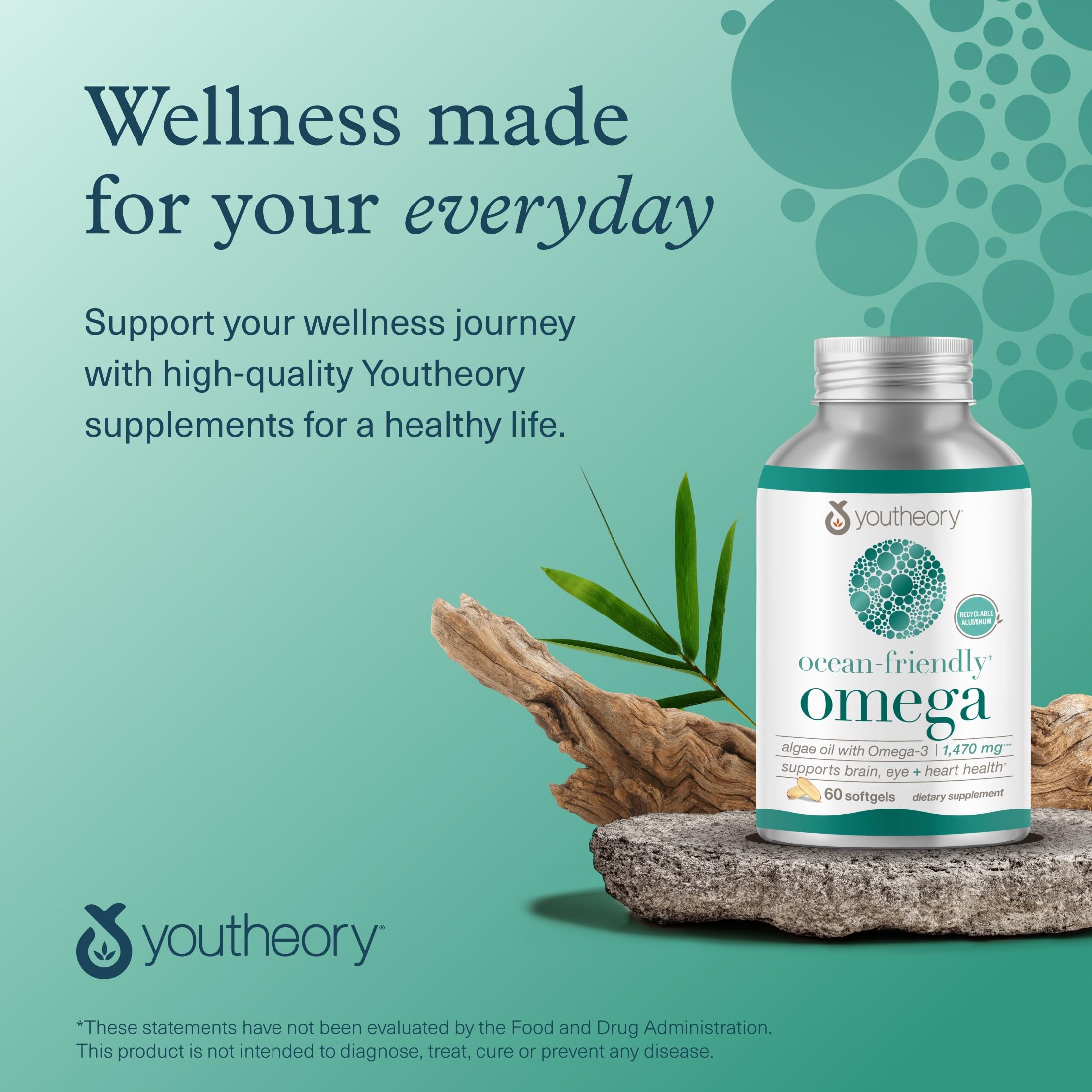 Origen de algas como base sostenible para Omega-3 en Youtheory Omega.