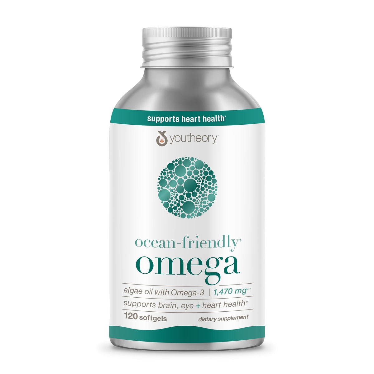 Youtheory Omega oceano-botella, cápsulas vegetales para Omega-3 diario.