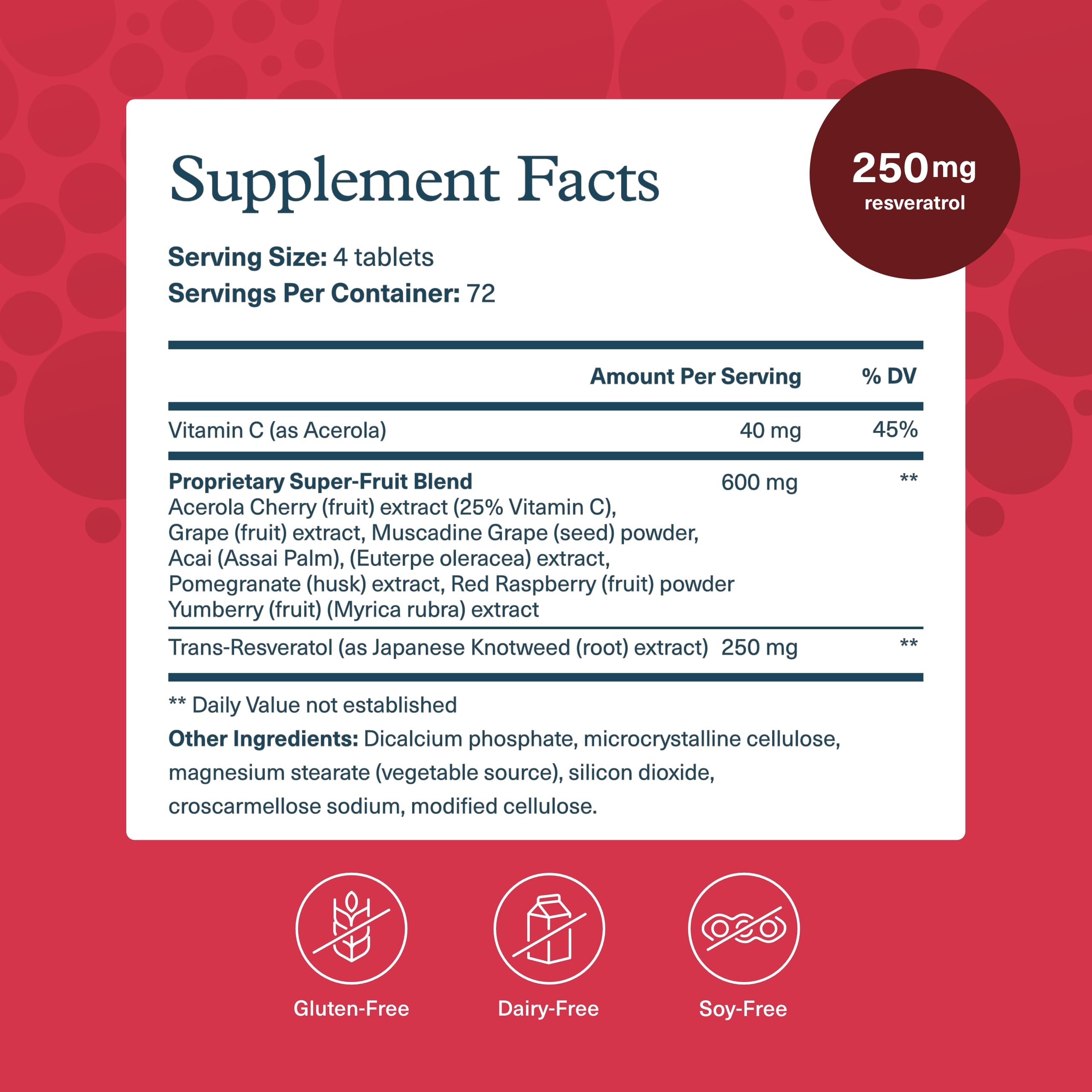 Youtheory Resveratrol: etiqueta detallada destacando ResVida